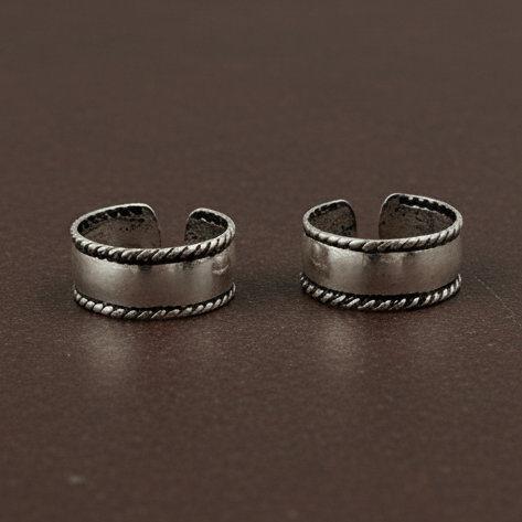 Vintage Oxidised 925 Silver Earrings | Adjustable Boho Wide - Band Ear Cuff Studs - Zirak Silver