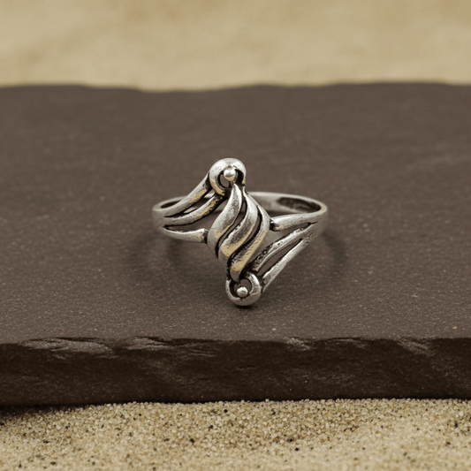 Vintage Swirl Oxidized Silver Statement Ring - Zirak Silver