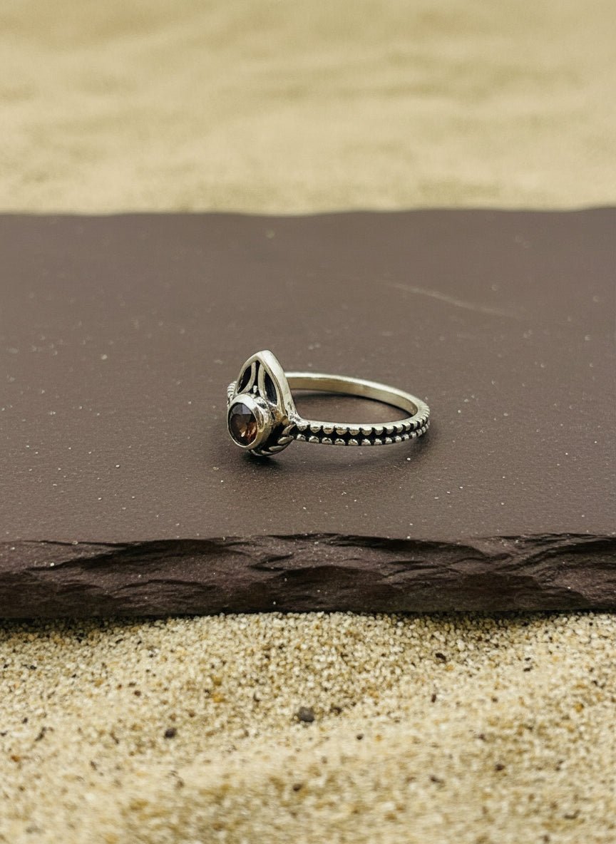 Vintage Teardrop Smoky Quartz Ring in Sterling Silver - Zirak Silver