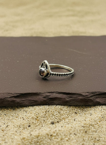 Vintage Teardrop Smoky Quartz Ring in Sterling Silver - Zirak Silver