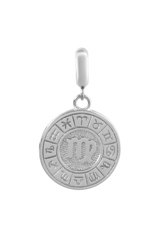 Virgo Zodiac Charm in Sterling Silver – Dual - Sided Blue Enamel Pendant - Zirak Silver