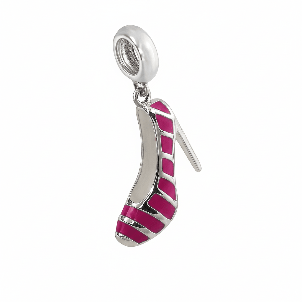Yellow Enamel High Heel Shoe Charm in Sterling Silver - Zirak Silver