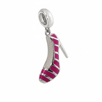 Yellow Enamel High Heel Shoe Charm in Sterling Silver - Zirak Silver