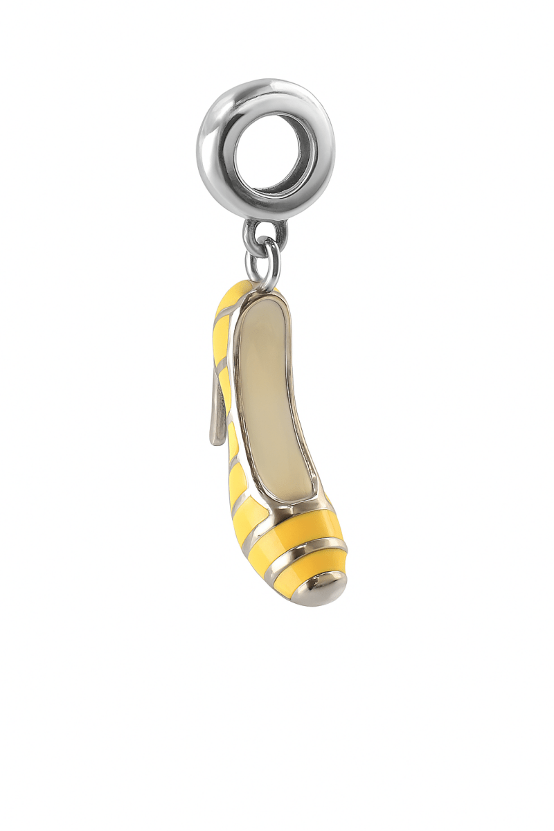 Yellow Enamel High Heel Shoe Charm in Sterling Silver - Zirak Silver