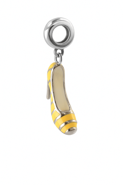 Yellow Enamel High Heel Shoe Charm in Sterling Silver - Zirak Silver