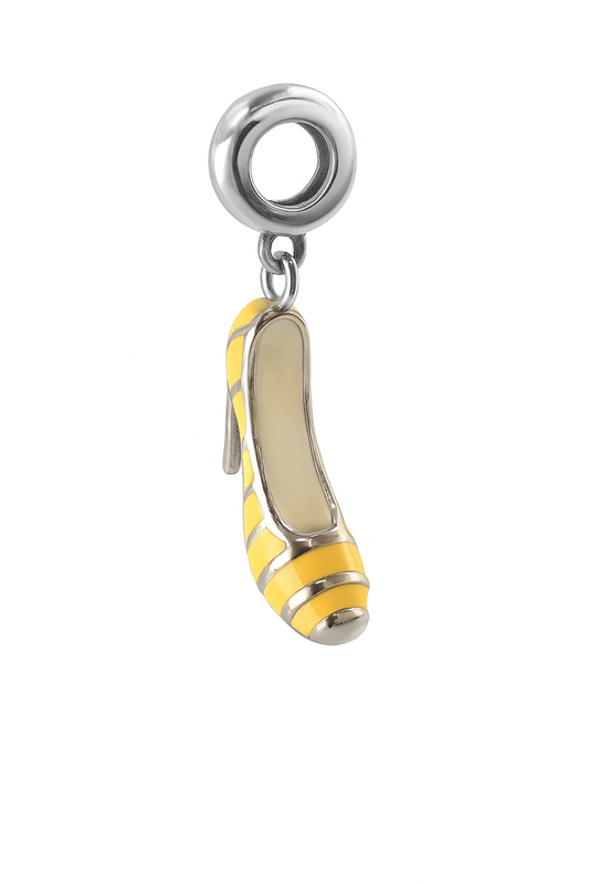 Yellow Enamel High Heel Shoe Charm in Sterling Silver - Zirak Silver