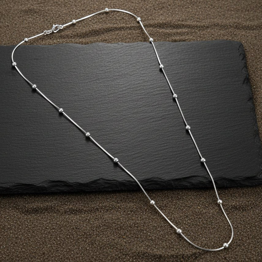 Yusuf Chain – Beaded Silver Chain - Zirak Silver
