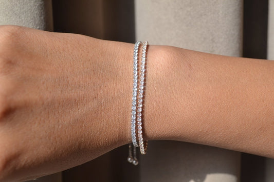 Ziyaan Bracelet – 925 Silver Double Line Zircon Tennis Bracelet - Zirak Silver