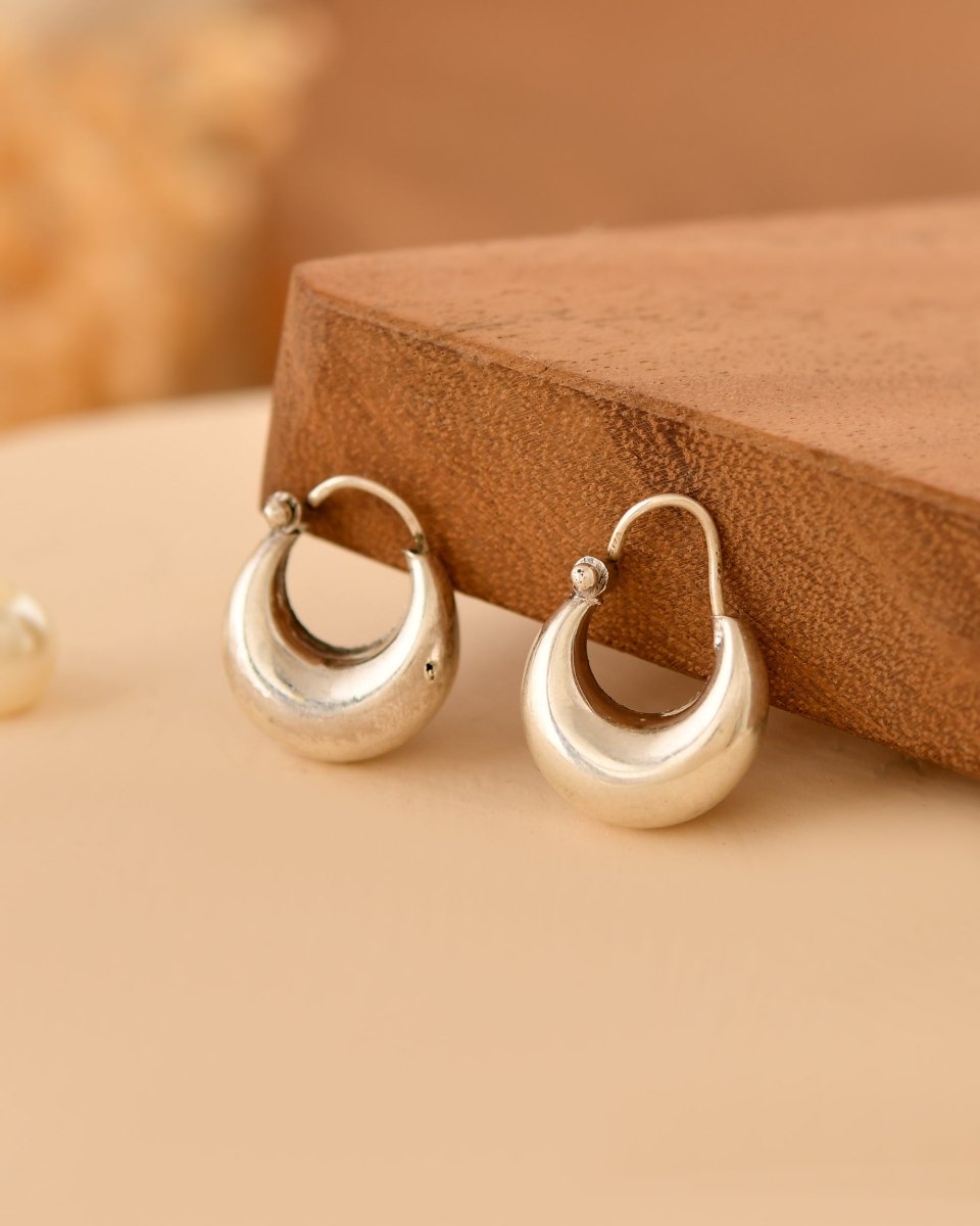 Zoya Chunky Silver Crescent Hoops - Zirak Silver