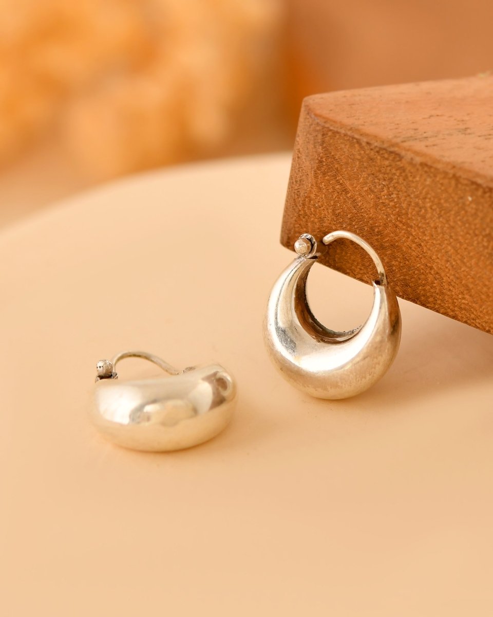 Zoya Chunky Silver Crescent Hoops - Zirak Silver